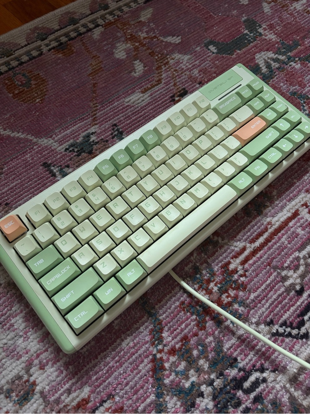 DustSilver Green Mechanical Keyboard with Orange Accents